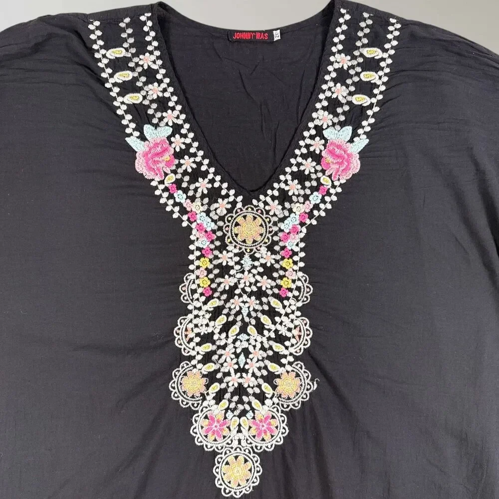Johnny Was Blouse Tunic Top V-Neck Embroidered Floral Boho Cottage Core Size 2X - Picture 2 of 9